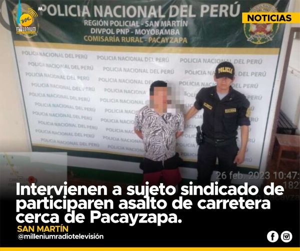  ? San Martín: Intervienen a sujeto sindicado de participaren a salto de carretera cerca de Pacayzapa.